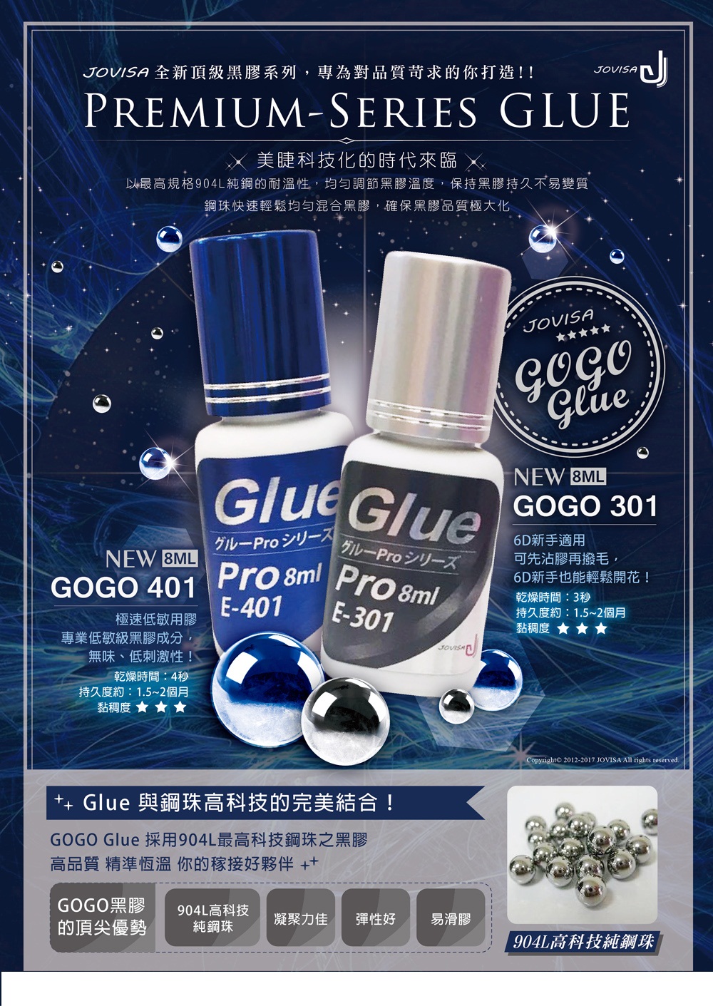 Taiwan JOVISA GOGO 301 401 Pro E301 E401 Black Glue Vinyl 8ml Premium Series Glue banner.jpg